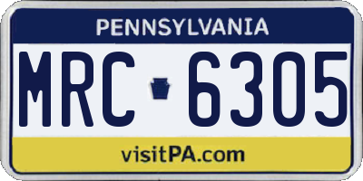 PA license plate MRC6305