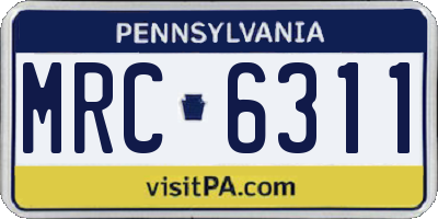 PA license plate MRC6311