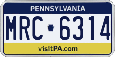 PA license plate MRC6314
