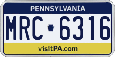 PA license plate MRC6316