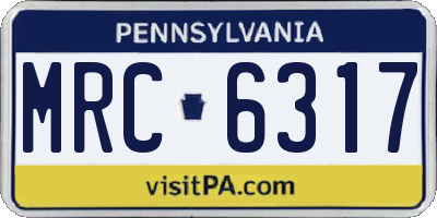 PA license plate MRC6317