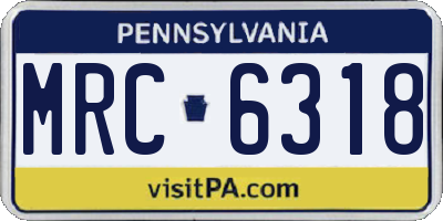 PA license plate MRC6318