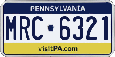 PA license plate MRC6321