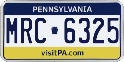 PA license plate MRC6325