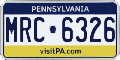 PA license plate MRC6326