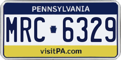PA license plate MRC6329