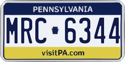 PA license plate MRC6344