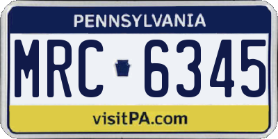 PA license plate MRC6345