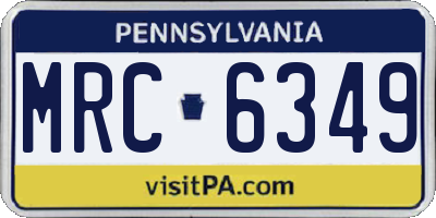 PA license plate MRC6349