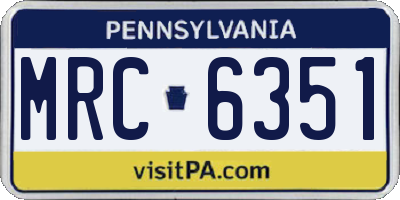 PA license plate MRC6351