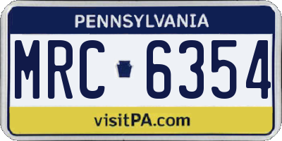 PA license plate MRC6354