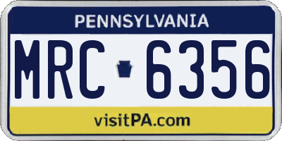 PA license plate MRC6356