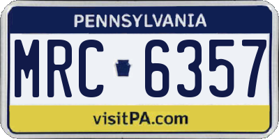 PA license plate MRC6357