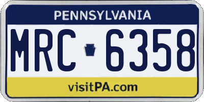 PA license plate MRC6358