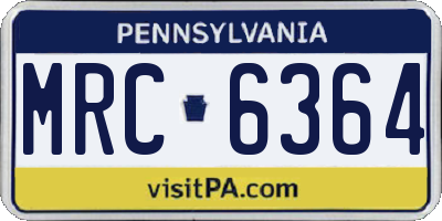 PA license plate MRC6364