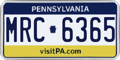PA license plate MRC6365