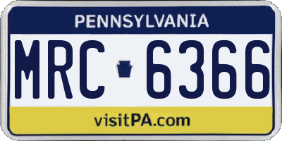 PA license plate MRC6366