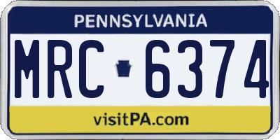 PA license plate MRC6374