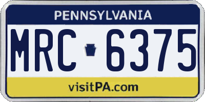 PA license plate MRC6375