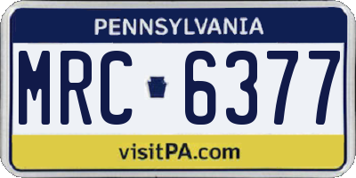 PA license plate MRC6377