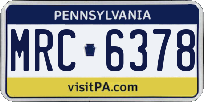 PA license plate MRC6378