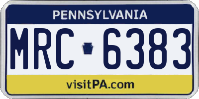 PA license plate MRC6383