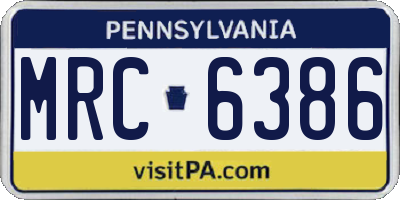 PA license plate MRC6386