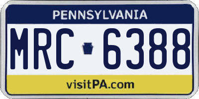 PA license plate MRC6388
