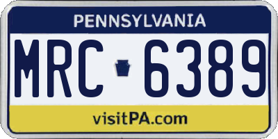 PA license plate MRC6389