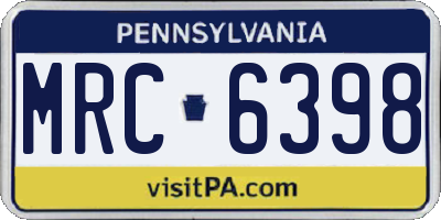 PA license plate MRC6398