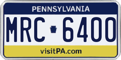 PA license plate MRC6400
