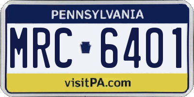 PA license plate MRC6401