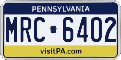 PA license plate MRC6402