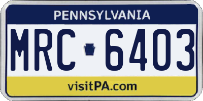 PA license plate MRC6403