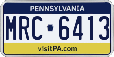 PA license plate MRC6413