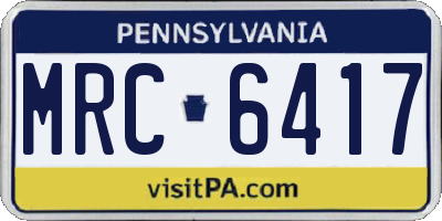 PA license plate MRC6417
