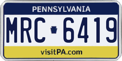 PA license plate MRC6419