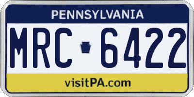 PA license plate MRC6422