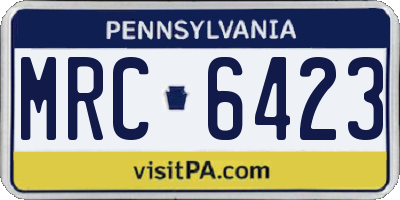 PA license plate MRC6423