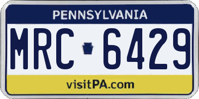 PA license plate MRC6429