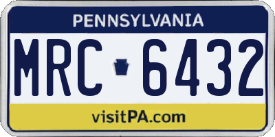 PA license plate MRC6432
