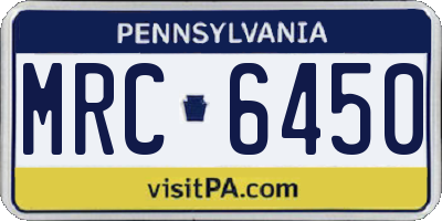 PA license plate MRC6450