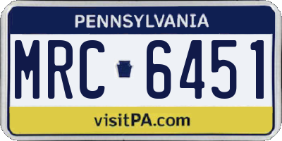 PA license plate MRC6451