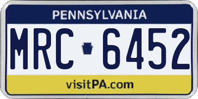 PA license plate MRC6452