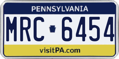 PA license plate MRC6454