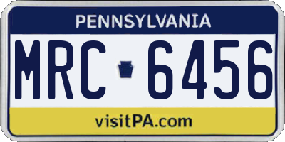 PA license plate MRC6456