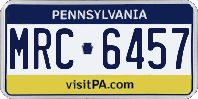 PA license plate MRC6457