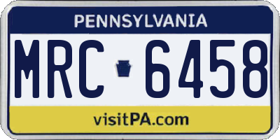 PA license plate MRC6458