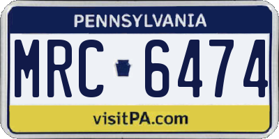 PA license plate MRC6474