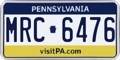 PA license plate MRC6476